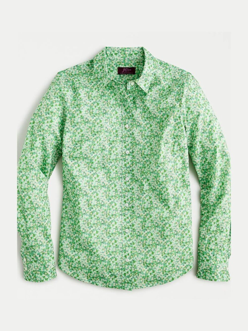 J. Crew Cotton Poplin Slim Button Down Long Sleeve Shirt Liberty Green Floral, 8